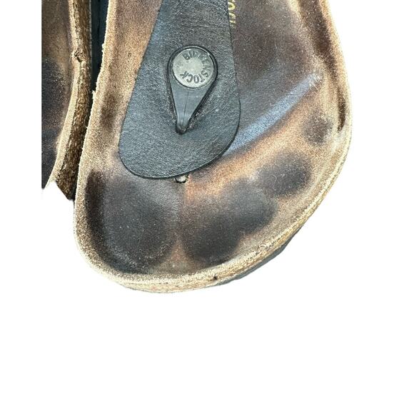 Birkenstock Black Suede Leather Gizeh Birko-Flor Thong Sandals Size 6 - 61/2 - Picture 3 of 9